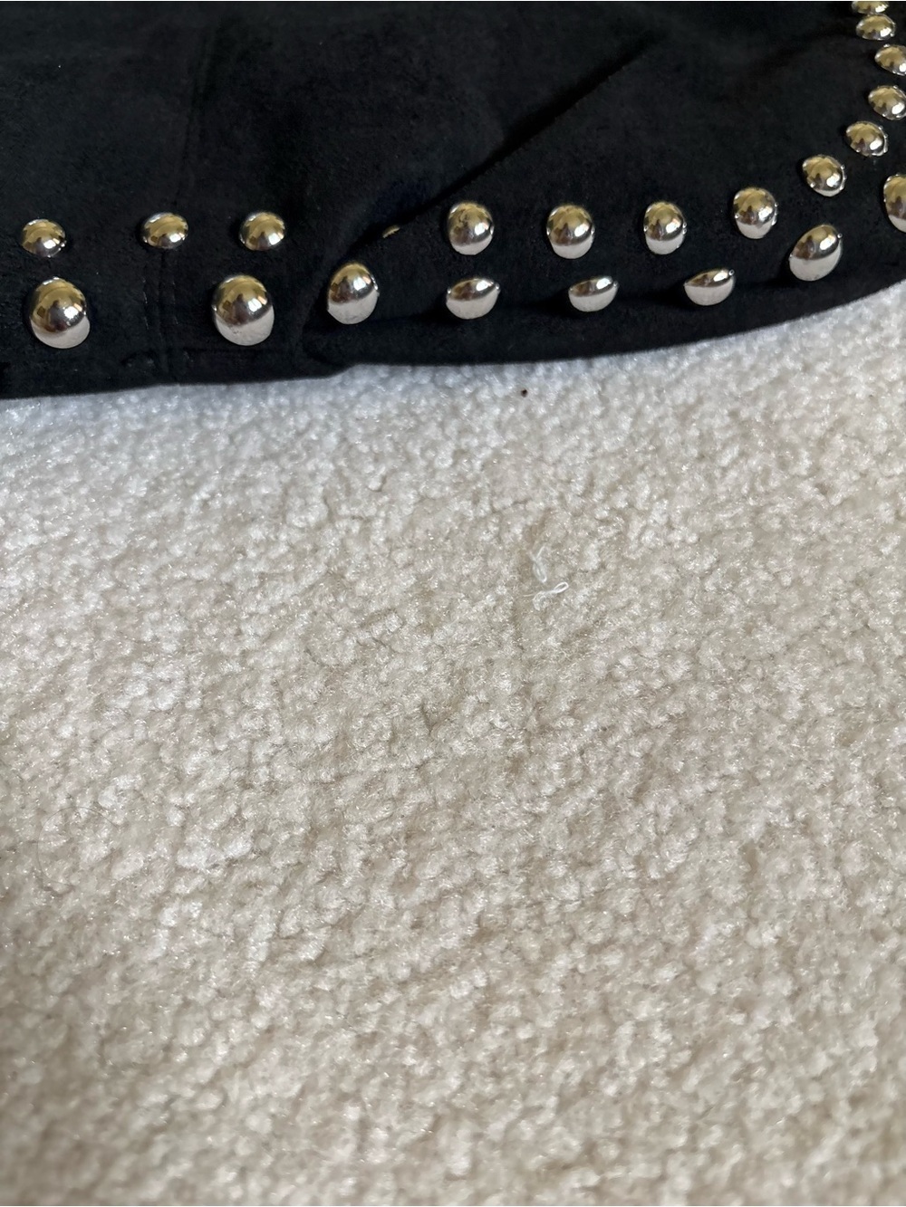 NWT Metallic Studded Black FauxSuede Handbag - Picture 5 of 9